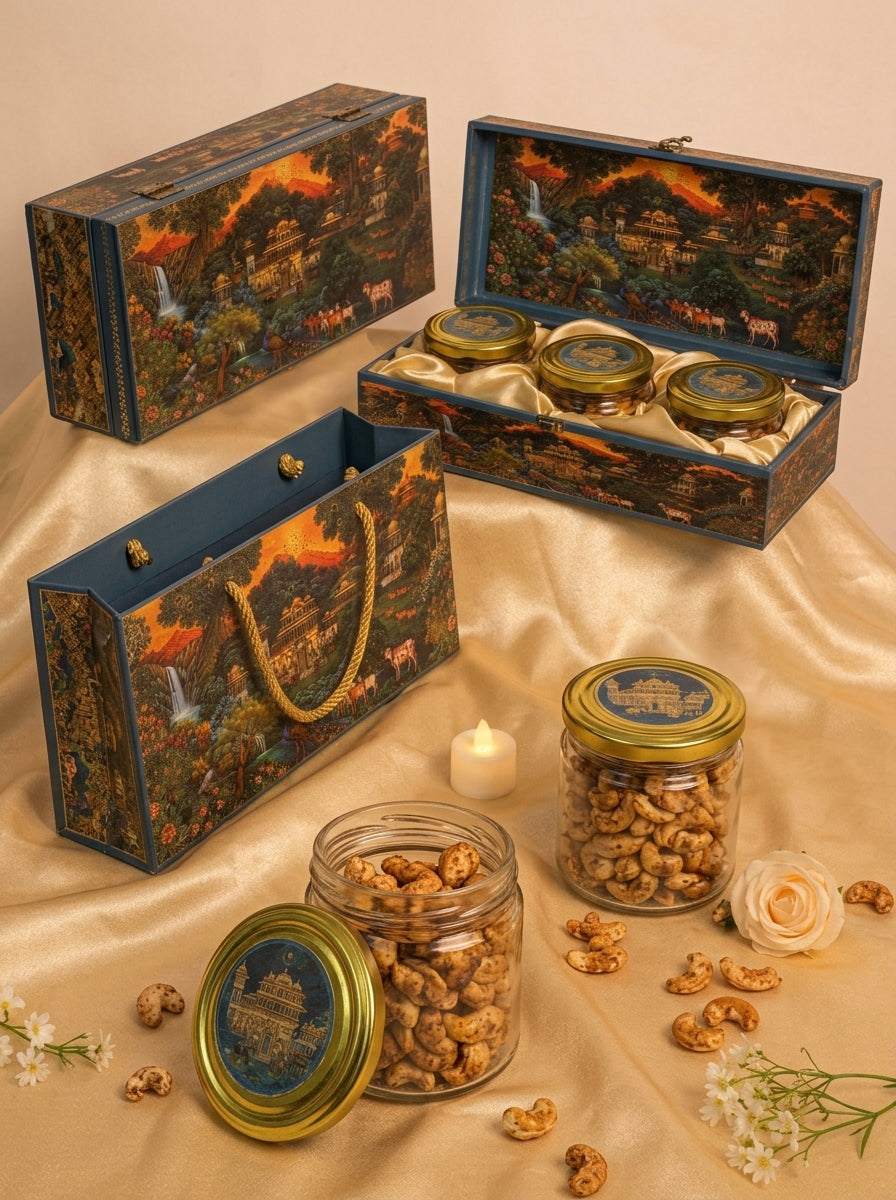 Palace Landscape 3 Jar Gift Box with Rope Handle | Bag Style Hamper