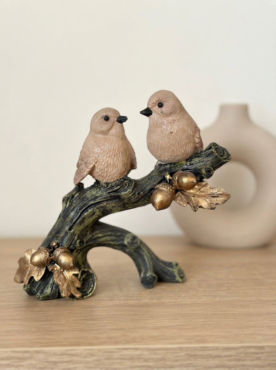 Songbirds on Branch Statue | Gold Acorn Decor