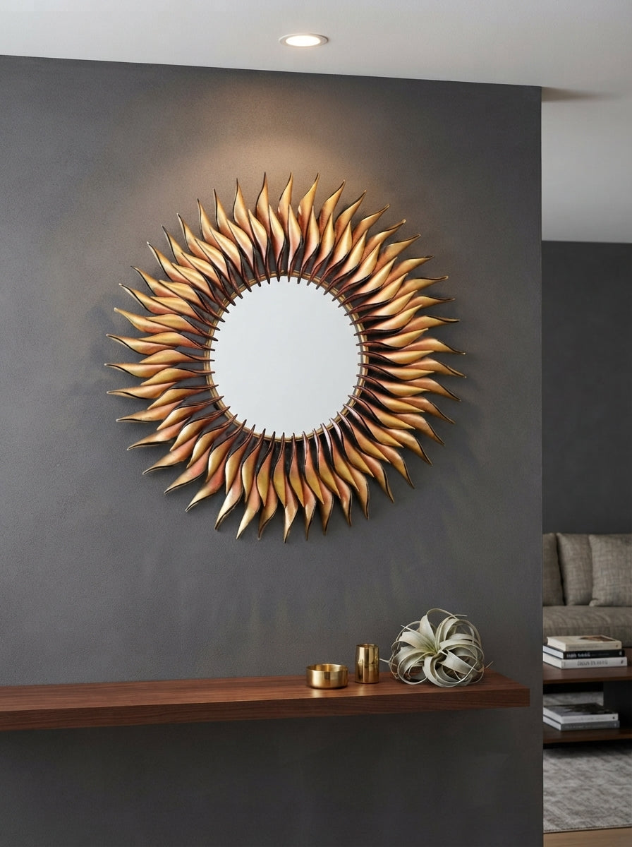 Royal Sun Wall Mirror 36 Inch – Decorative Sunburst Wall Mirror for Living Room & Home Decor