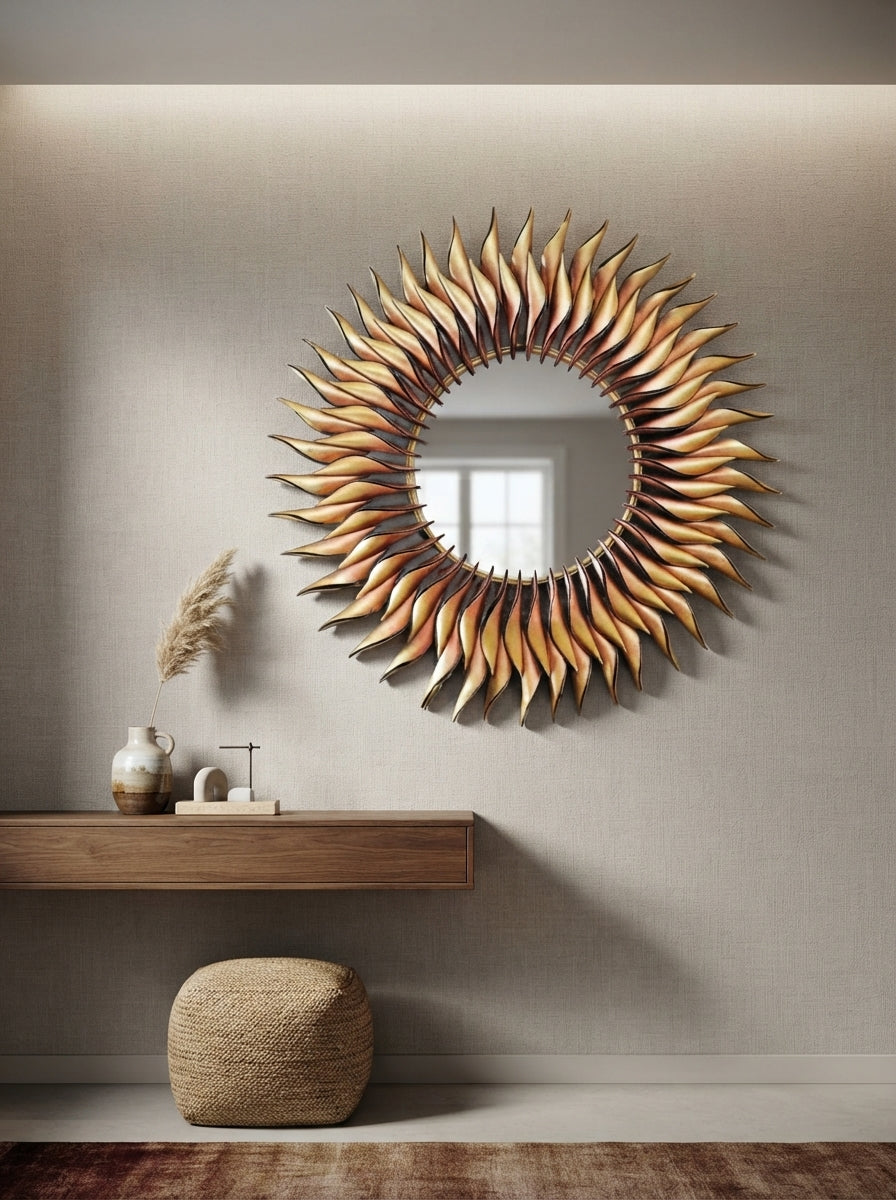 Royal Sun Wall Mirror 36 Inch – Decorative Sunburst Wall Mirror for Living Room & Home Decor