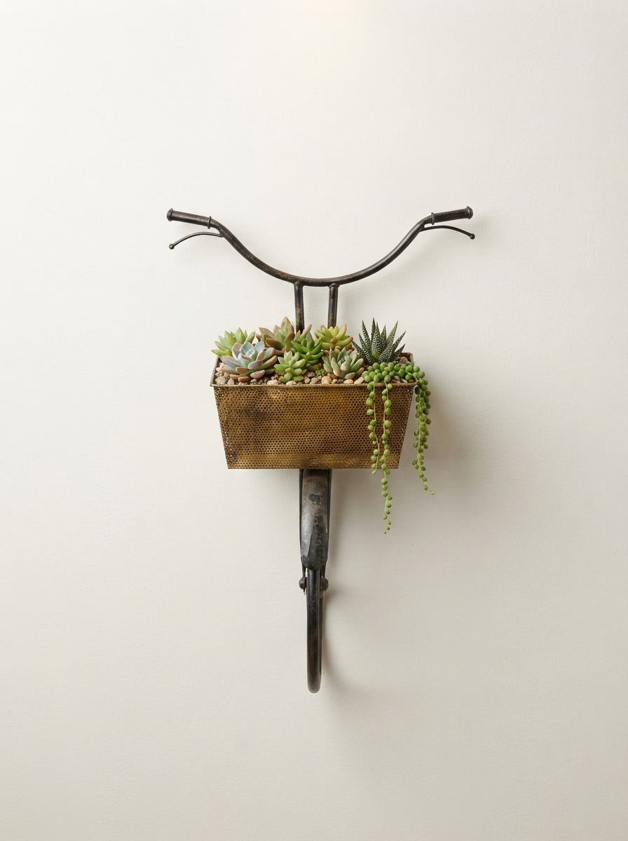 Bicycle Handlebar Wall Planter | Rustic Garden Decor