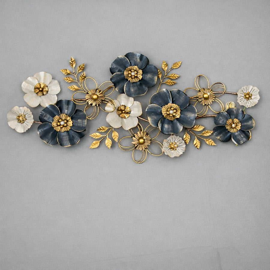 Large Floral Metal Wall Art 52" x 24" – Modern Flower Wall Decor for Living Room & Bedroom