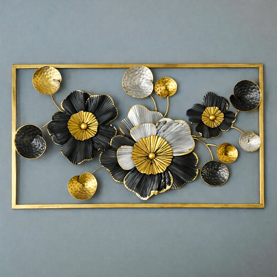 Framed Floral Wall Art 36" x 21" – Elegant Metal Flower Wall Decor for Living Room & Bedroom