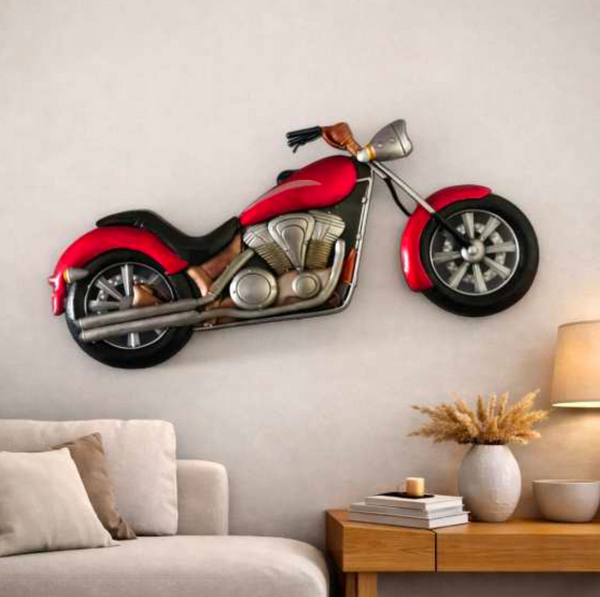 Motorbike Metal Wall Art 52" x 24" – Decorative Motorcycle Wall Decor for Living Room, Garage & Home Interiors