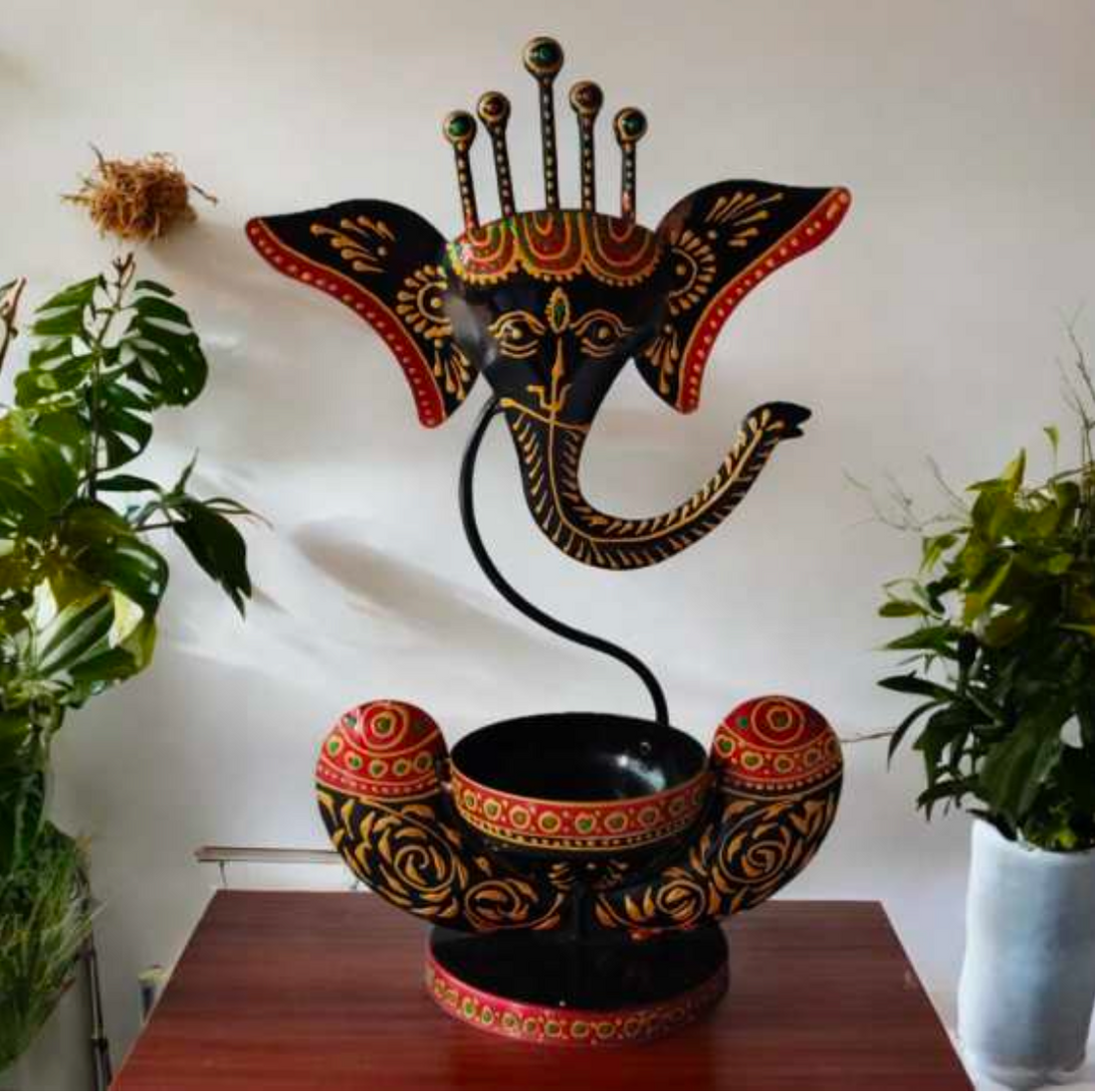 Ganesh T-Light Table Decor 12 Inch – Decorative Metal Ganesh Candle Holder for Home & Office Decor