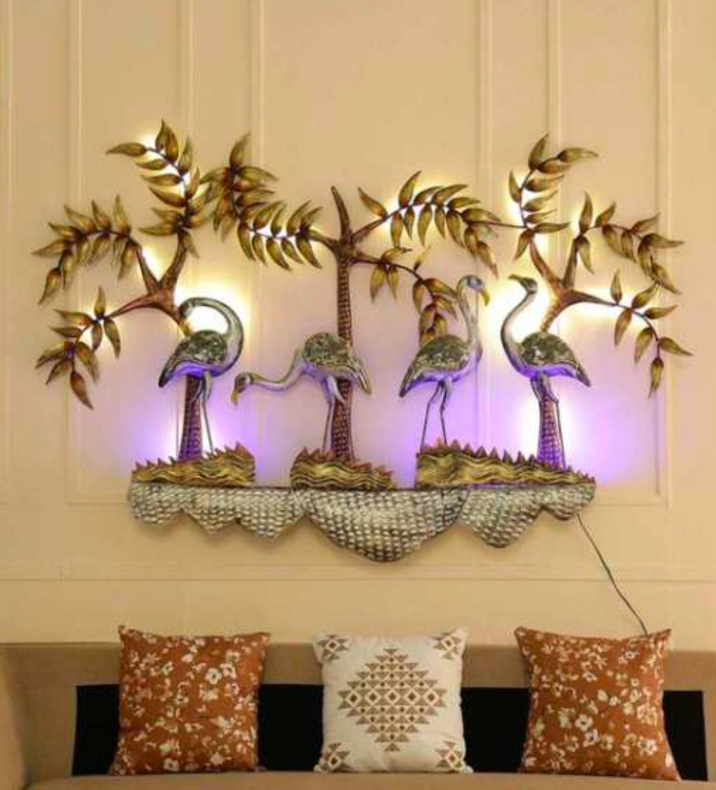 Flamingo Wall Art 40" x 30" – Decorative Metal Bird Wall Decor for Living Room & Home Interiors
