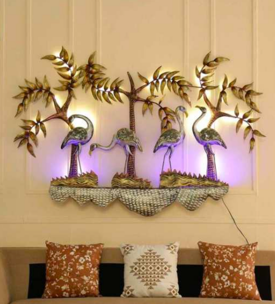 Flamingo Wall Art 40" x 30" – Decorative Metal Bird Wall Decor for Living Room & Home Interiors