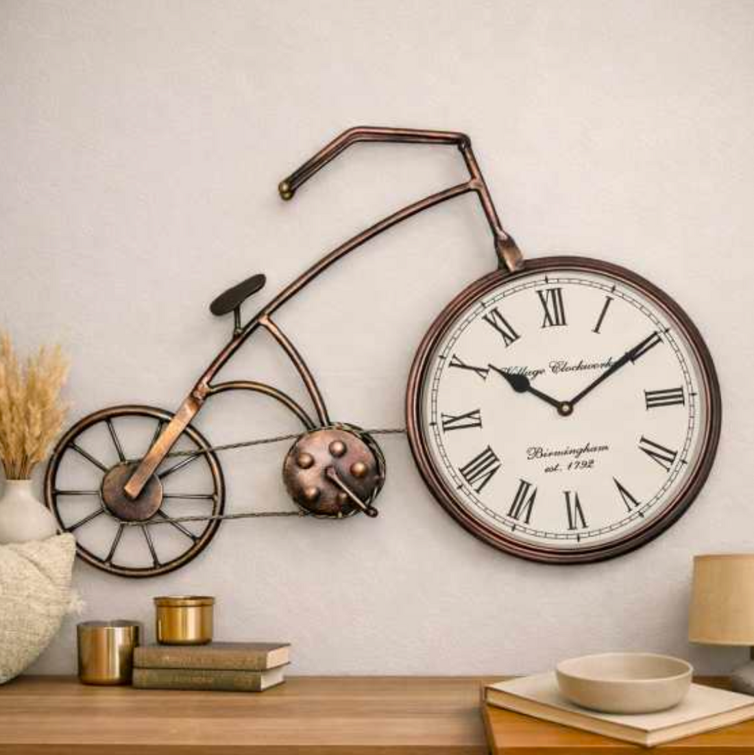 Bicycle Wall Clock – Decorative Metal Bike Wall Clock for Living Room & Home Decor