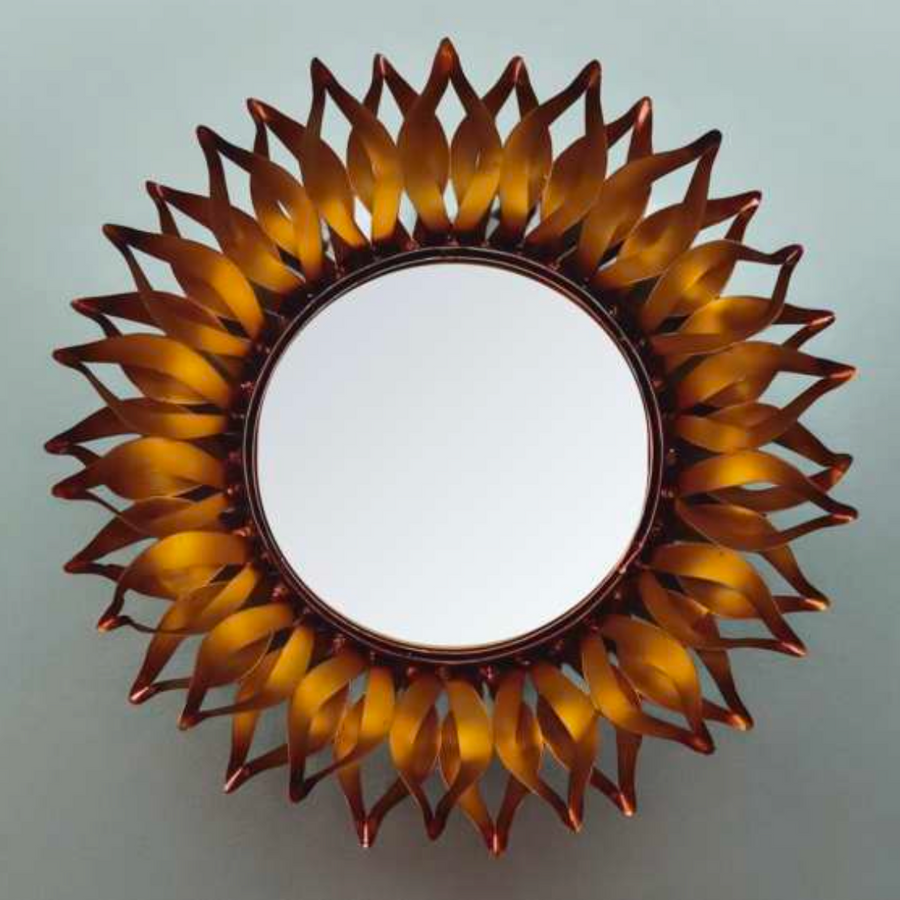 Twisted Flower Petals Wall Mirror 24 Inch – Decorative Floral Wall Mirror for Living Room & Home Decor