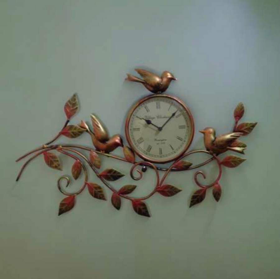 3 Bird Figure Metal Wall Clock – Elegant Decorative Wall Art for Modern Homes
