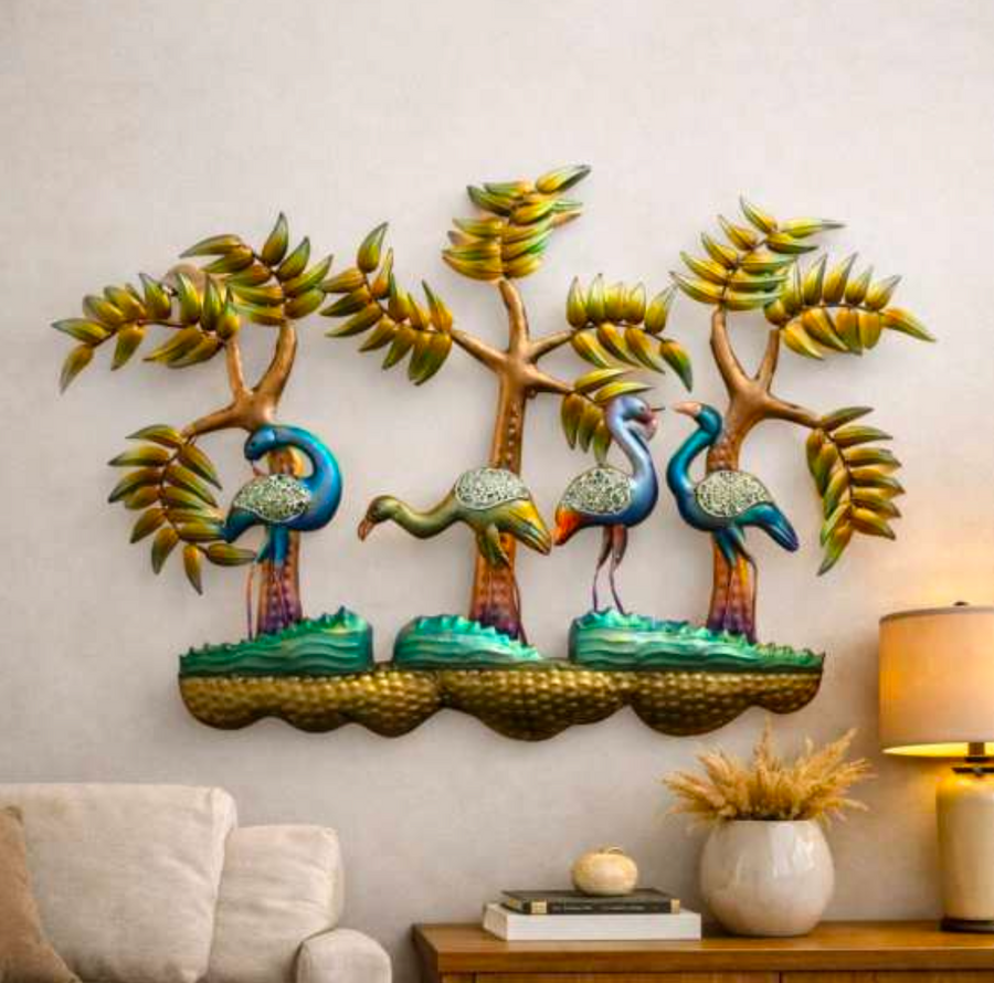 Flamingo Wall Art 40" x 30" – Decorative Metal Bird Wall Decor for Living Room & Home Interiors