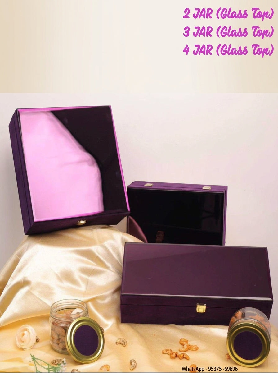 Purple Velvet Glass Top Gift Box | 2, 3 & 4 Jar Luxury Hamper