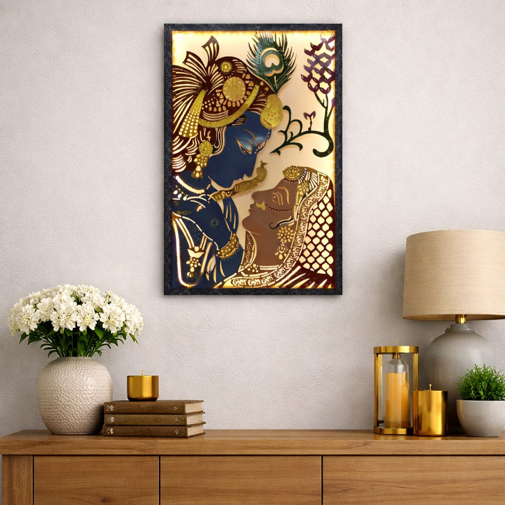 Krishna Wall Hanging 20x30"– Spiritual Metal Wall Art for Living Room & Temple