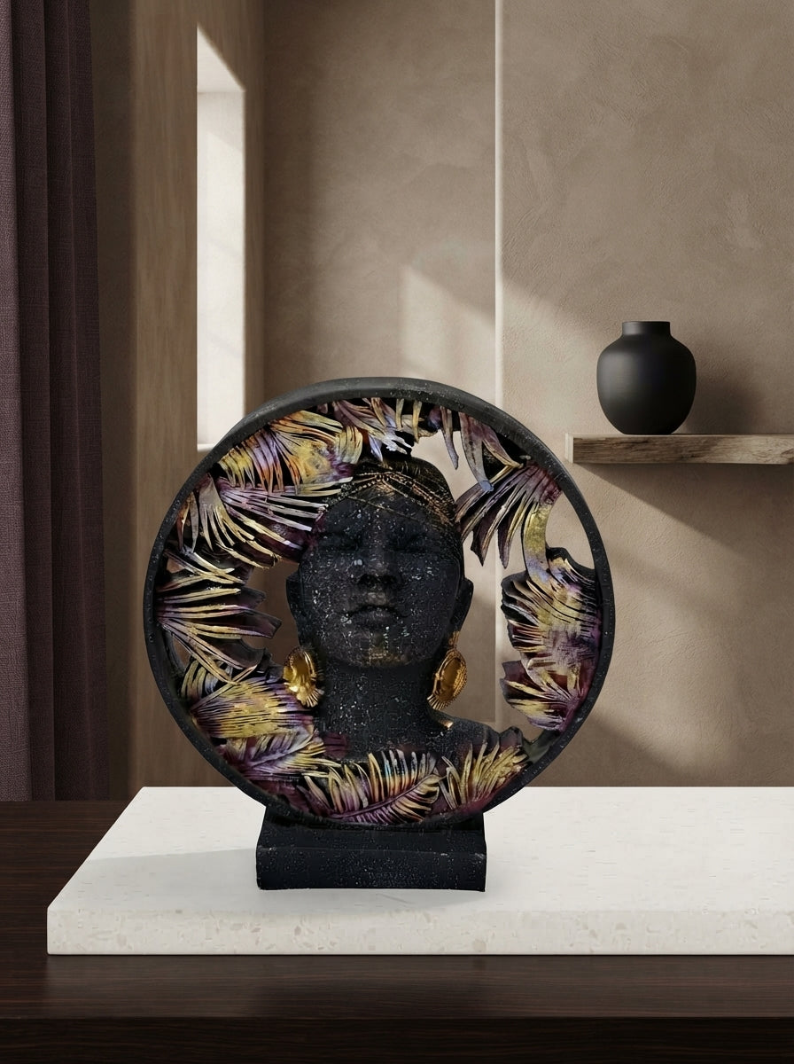 Black & Green African Woman Sculpture 8” | Botanical Home Decor
