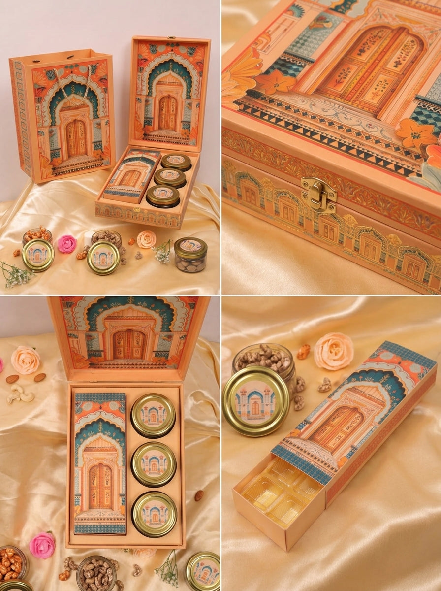 Heritage Doorway Gift Box | 3 Jars + 12 Cavity Chocolate Tray